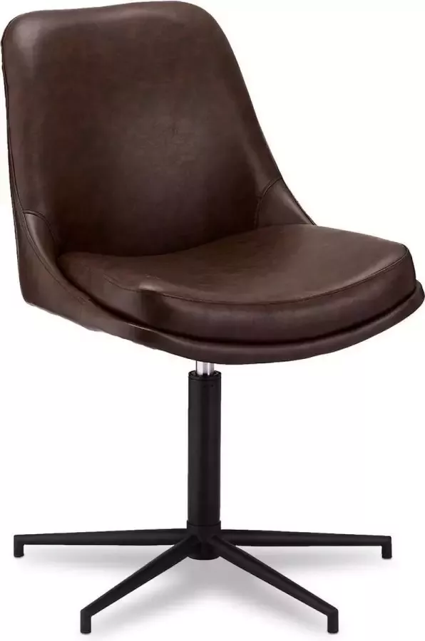 Hioshop 2 X Cloe Eetkamerstoel Donkerbruin Pu Kunstleer Zwart Metaal.