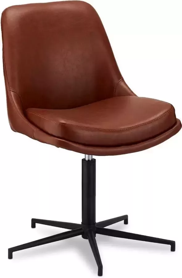 Hioshop 2 X Cloe Eetkamerstoel Lichtbruin Pu Kunstleer Zwart Metaal.