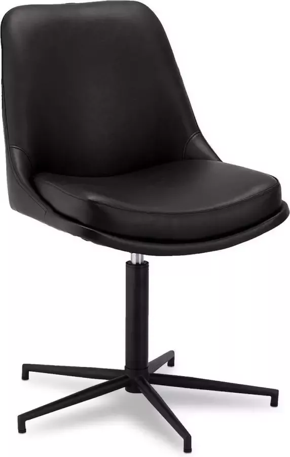 Hioshop 2 X Cloe Eetkamerstoel Zwart Pu Kunstleer Zwart Metaal.