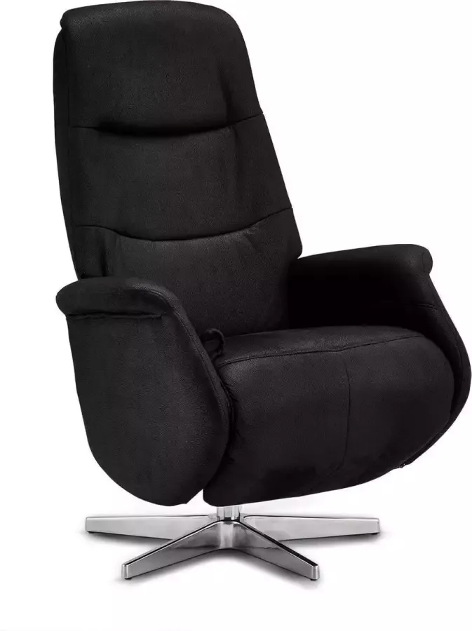 Hioshop Drix relaxstoel fauteuil zwart metaal zilverkleurig. - Foto 1
