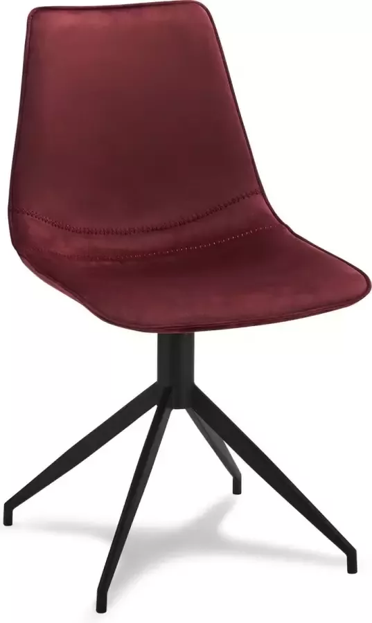 Hioshop 2 X Isabel Eetkamerstoel Fluwelen Draaistoel Bordeauxrood.