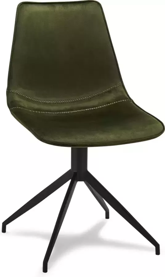Hioshop 2 X Isabel Eetkamerstoel Fluwelen Draaistoel Groen.