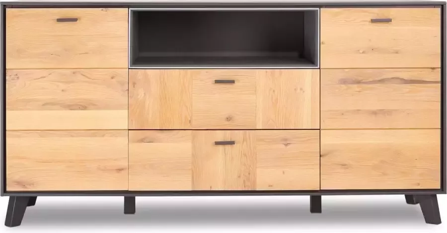 Solliden Seth dressoir 2 deuren 2 lades 1 open vak grijs eiken