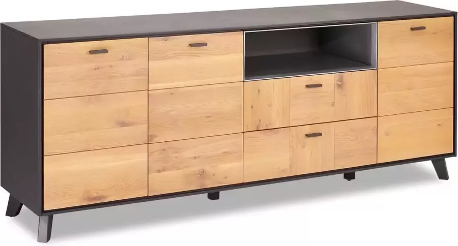 Solliden Seth dressoir 3 deuren 2 lades 1 open vak grijs eiken