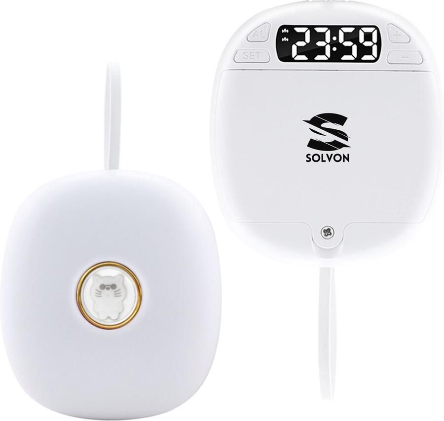 Solvon Vibrerende Reiswekker voor Doven en Slechthorenden Digitaal Alarm met Trilplaat voor Slaapkamer Draadloze Trilschijf voor Reizigers Trilfunctie Bed Shaker voor Studenten Trilling en Vibratie voor Diepe Slapers