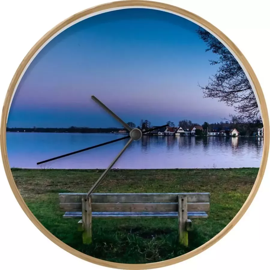 SoManyClocks Klok Ø 30 cm Nederland Meer Bank Houtkleurig Wandklok