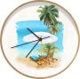 SoManyClocks Klok Ø 30 cm Strandstoel Parasol Palmboom Houtkleurig Wandklok - Thumbnail 1