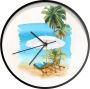 SoManyClocks Klok Ø 30 cm Strandstoel Parasol Palmboom Zwart Wandklok - Thumbnail 1