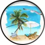SoManyClocks Klok Ø 30 cm Strandstoel Parasol Palmboom Zwart Wandklok - Thumbnail 2