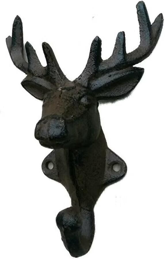 Sommerfield Gietijzeren kapstok haak hert met gewei Wandhaak metaal