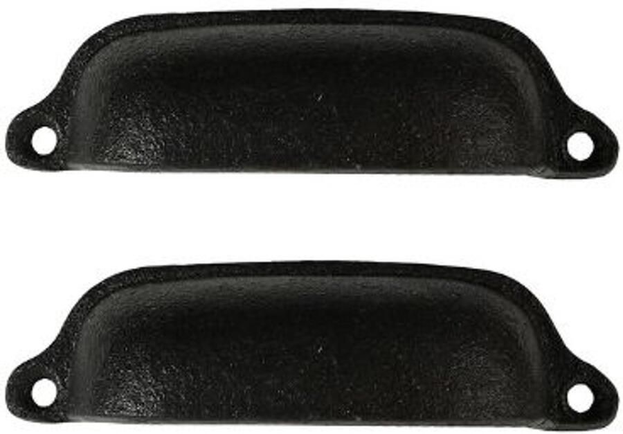 Sommerfield Handgreep gietijzer set van 2 stuks 11.5cm x 3.5cm- Landelijk meubelbeslag vintage schelp greep zwart Handgrepen metaal