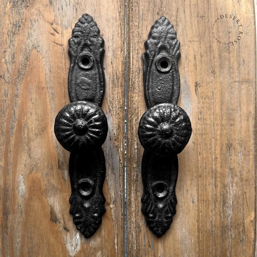 Sommerfield Vintage gietijzeren deurknop meubelknop 16 x 2.5 cm – Deurbeslag kastknop zwart landelijk Meubelbeslag brocante Meubelgrepen Handgreep