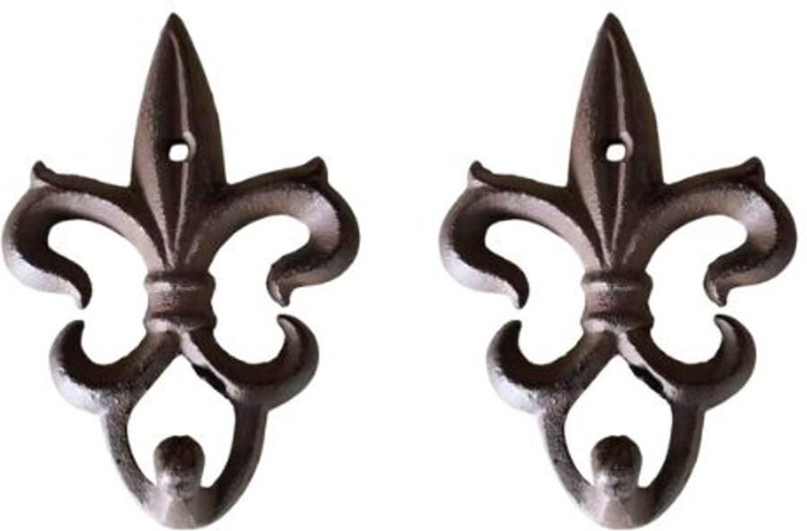 Sommerfield Wandhaak gietijzer Lelie set van 2 stuks 13x9 cm Antiek Bruin Landelijke Brocante Stijl – Sterke Kapstokhaak voor Keuken Badkamer of Hal