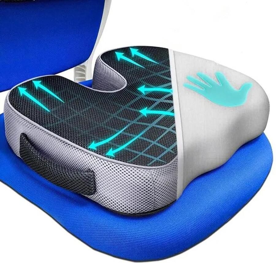 Somnura Zitkussen Orthopedisch Ergonomisch Traagschuim Stoelkussen Zitkussen Bureaustoel Comfortabel Memory Foam Steunkussen Wigkussen Coccyx Kussen Bureaustoelkussen Autostoelkussen Stuitkussen İschiaskussen Zwangerschapskussen