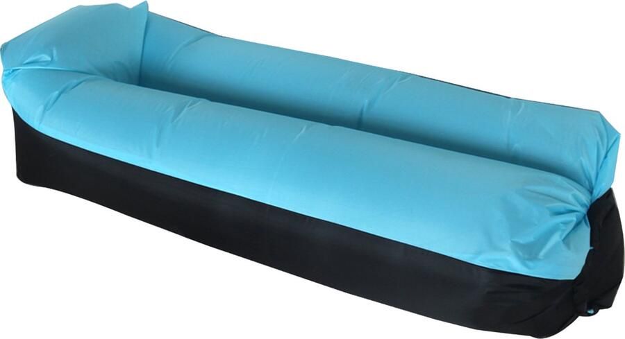 Somstyle Air Lounger Luchtbed XL 185 x 75 CM Opblaasbare Stoel Tot 180 KG Lucht Zitzak Outdoor Blauw Zwart