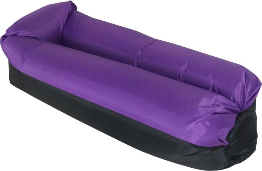 Somstyle Air Lounger Luchtbed XL 185 x 75 CM Opblaasbare Stoel Tot 180 KG Lucht Zitzak Outdoor Paars Zwart