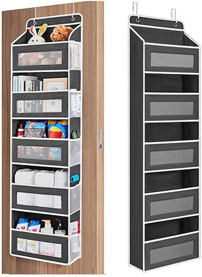 Somstyle Deur Opberger Hangend 147 x 40 x 14 CM Deurrek Kast Organizer Wandorganizer met 5 Vakken Zwart