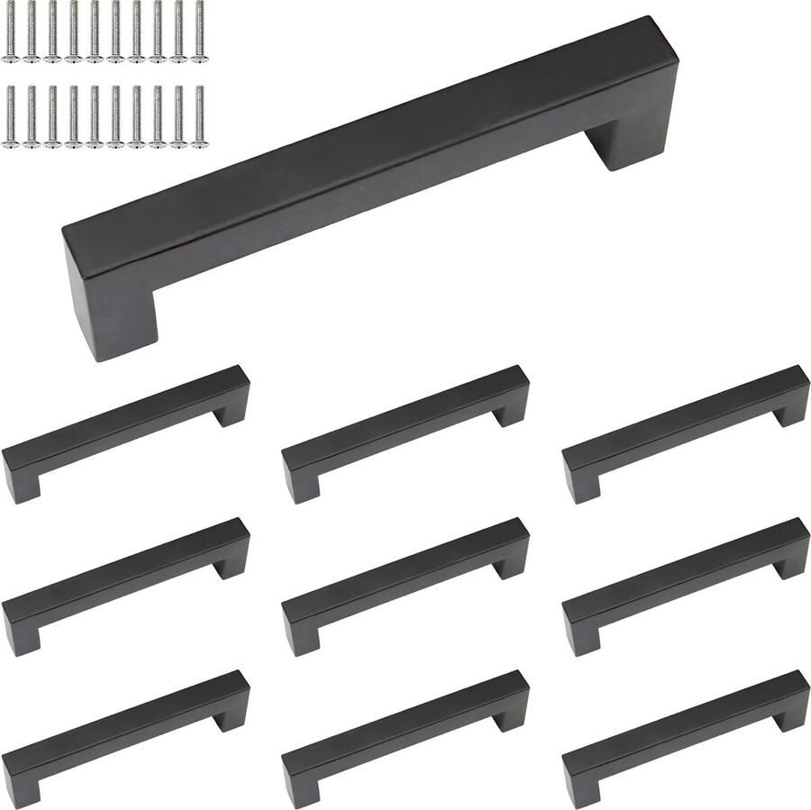 Somstyle Kast Handgreep Set 10 Stuks 143 x 35 x 17 MM Deurknoppen voor Kasten Meubelknop Kastknoppen Zwart