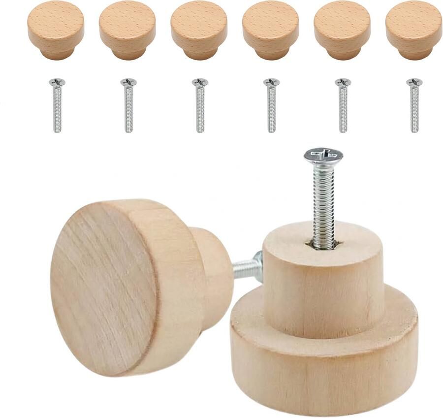 Somstyle Kastknoppen Set 8 Stuks Ø 30 MM Deurknoppen voor Kasten Houten Meubelknop Handgreep Lichtbruin