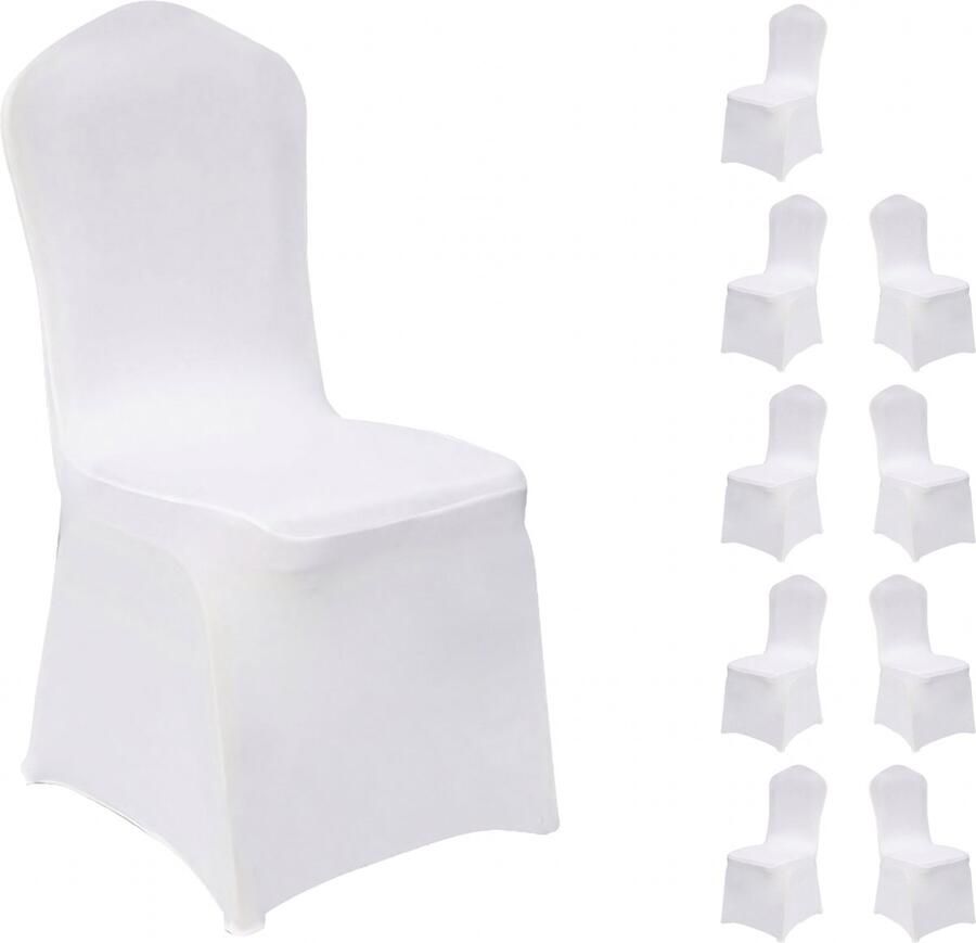 Somstyle Stoelhoezen Set 10 Stuks Eetkamer Stoelhoes Stretch Stoel Cover Wit