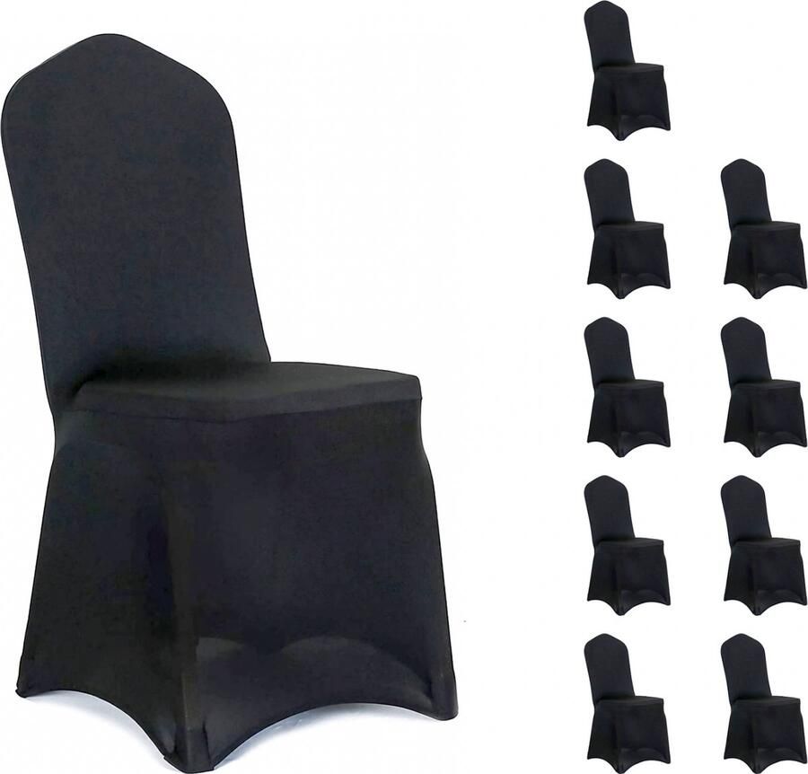 Somstyle Stoelhoezen Set 10 Stuks Eetkamer Stoelhoes Stretch Stoel Cover Zwart