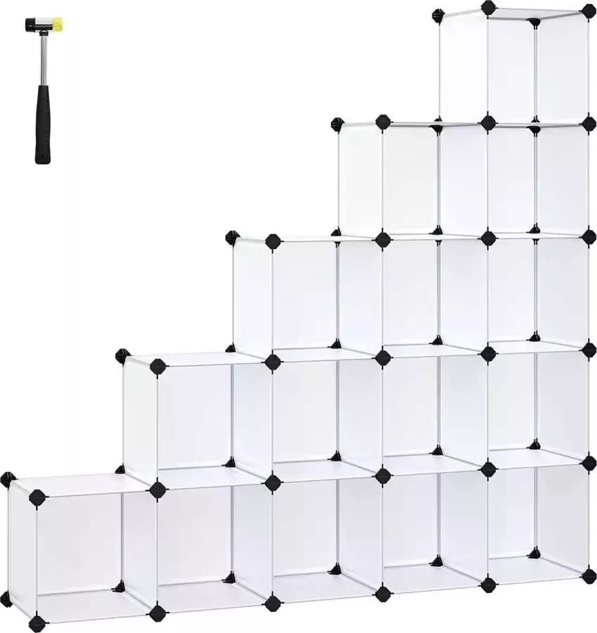 Songmics 16 Cube Shelf System schoenenrek doe-het-zelf kubusplank stapelbaar PP-kunststof kledingkast scheidingswand voor slaapkamer kantoor