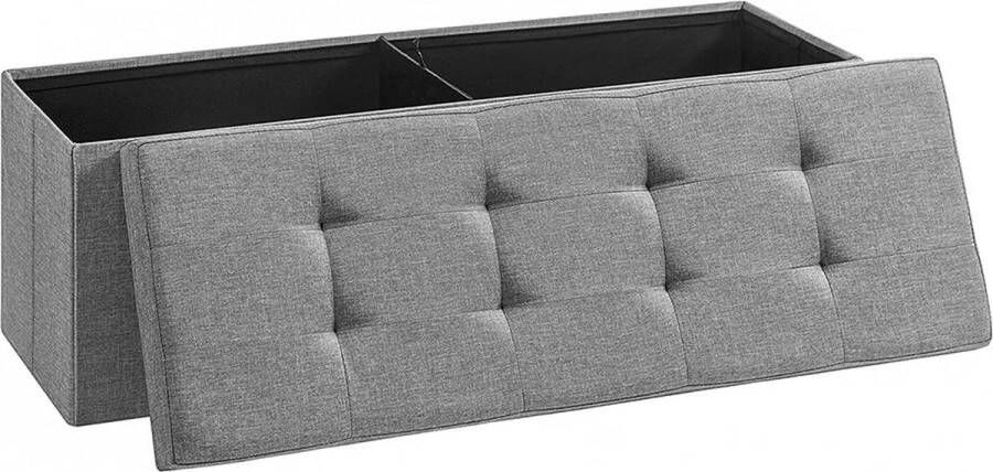 Songmics Bank met opbergruimte 110 cm lichtgrijs LSF77G 120 L Imitatielinnen Bank met opbergruimte en zitplaatsen 110 cm lichtgrijs LSF77G