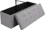 Songmics Bank met opbergruimte zitkist opbergbox opvouwbaar max. Statisch draagvermogen 300 kg met metalen tussenschot 120 L 110 x 38 x 38 cm imitatielinnen lichtgrijs LSF77G - Thumbnail 2
