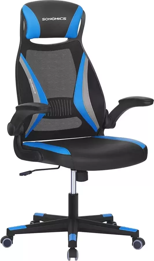 ZAZA Home Bureaustoel – Gamestoel – Hoofdsteun en Armleuningen – Ergonomisch en Comfortabel – Zwart Blauw