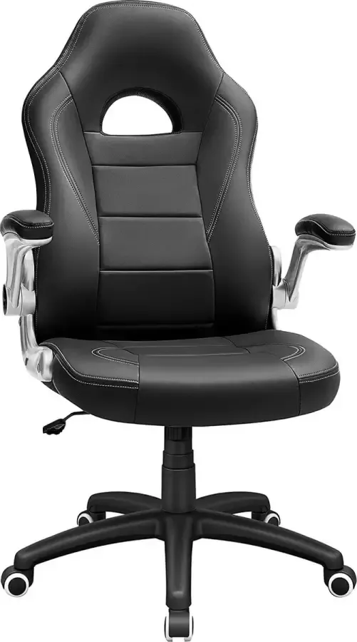 Songmics Bureaustoel managersstoel gamingstoel zwart PU-kunstleer (polyuretheen) armleuningen instelbaar OBG28B