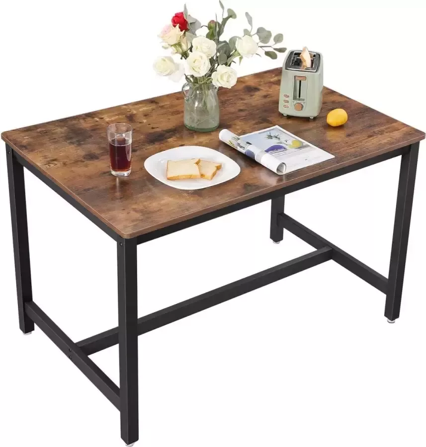 Songmics Compacte Eettafel 120 x 75 cm Rustiek Bruin Zwart