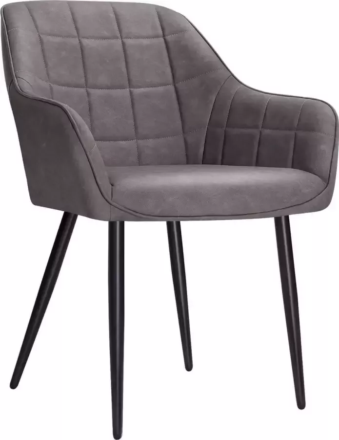 Songmics eetkamerstoel fauteuil gestoffeerde stoel met armleuningen PU-deksel vintage tot 110 kg draagvermogen voor eetkamer woonkamer slaapkamer grijs LDC089G01