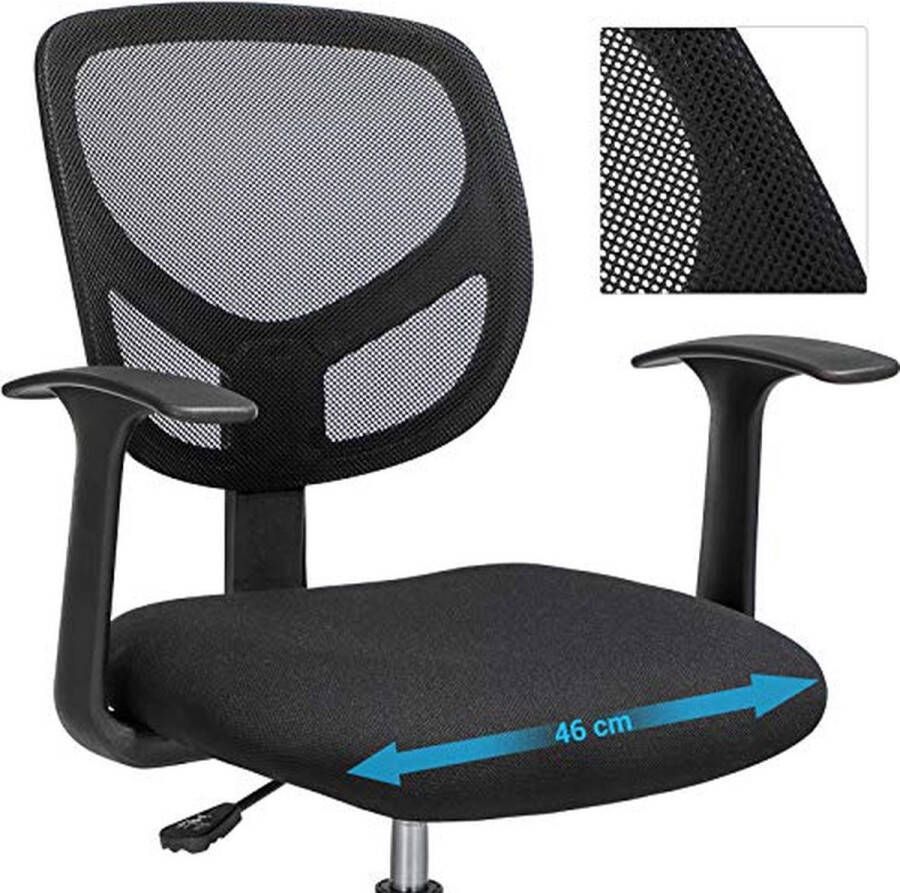 Songmics EMOB Ergonomische bureaustoel met armleuningen hoogte 55-75 cm capaciteit 120 kg XL-bureaustoelen Zwart Kunststof; Polyester XL-bureaustoelen Op voorraad - Foto 2