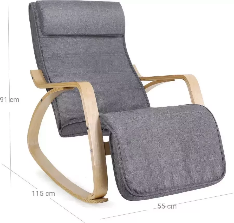 ZAZA Home Fauteuil schommelstoel relax stoel imitatie linnen grijs LYY11G