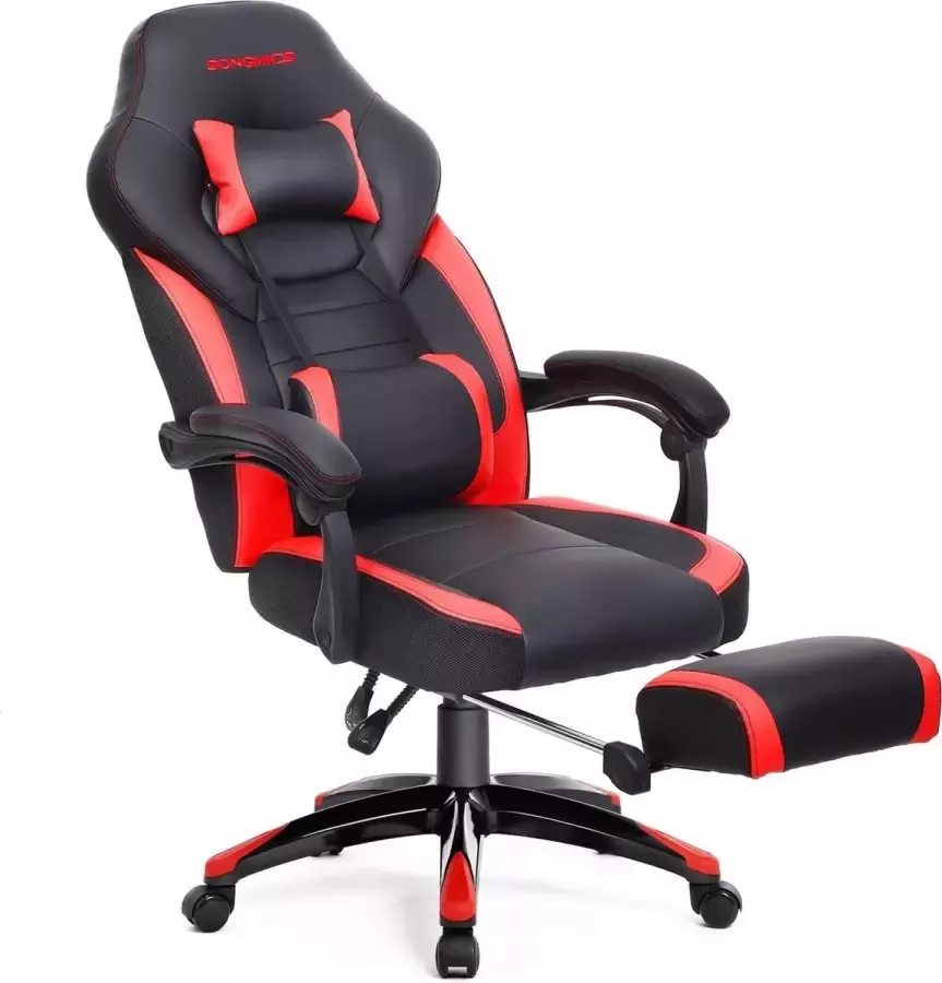 Songmics Gamestoel Bureaustoel Gamingstoel Racestoel Zwart Rood - Foto 2