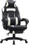Songmics Gaming chair bureaustoel met voetsteun bureaustoel met hoofdsteun en lendenkussen in hoogte verstelbaar ergonomisch 90-135° kantelhoek tot 150 kg draagvermogen zwart-wit - Thumbnail 1
