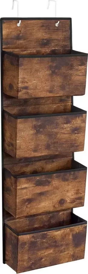 Songmics Hangende organizer met 4 vakken garderobe organizer hangende opbergruimte voor de deur hangende plank voor slaapkamer kantoor kinderkamer 33 5 x 12 x 100 cm vintage bruin