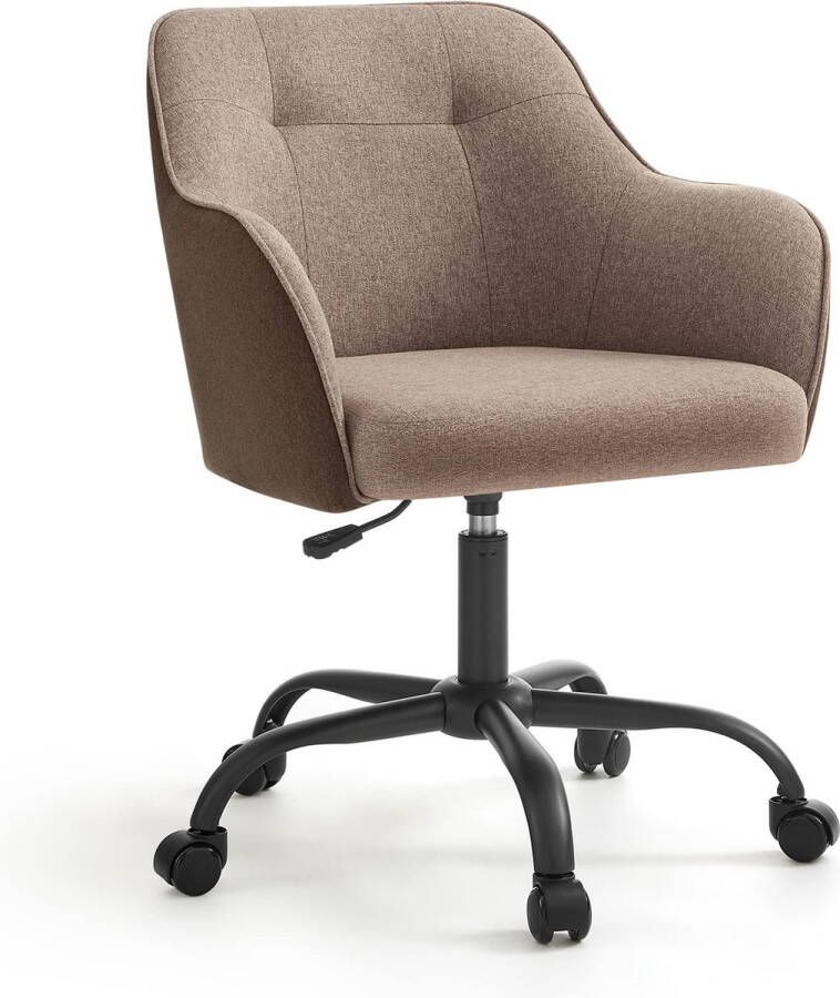 Songmics Homeoffice Draaistoel bureaustoel in hoogte verstelbaar belastbaar tot 110 kg ademende stof voor werkkamer slaapkamer bruin