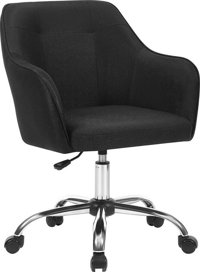 Songmics Homeoffice stoel draaistoel bureaustoel in hoogte verstelbaar tot 110 kg belastbaar ademende stof voor werkkamer slaapkamer zwart