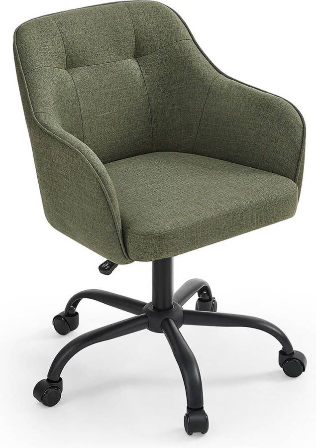 Rootz Living Rootz Draaistoel Stoel met groen accent Verrijdbare fauteuil Stalen frame Schuimvulling Katoen-linnenmix 69 cm x 65 cm x 93 cm Comfortabel zitcomfort Gemakkelijke mobiliteit Stijlvol ontwerp