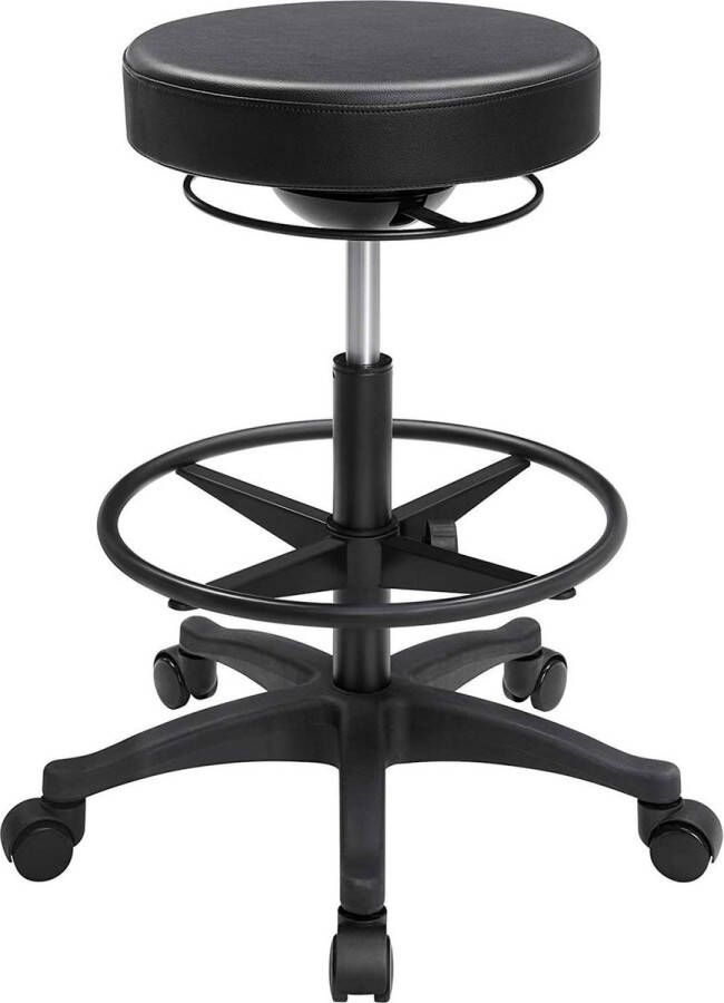 Songmics Kantoorkruk ergonomische werkkruk 360 ° draaistoel in hoogte verstelbaar 59 5-81 cm verstelbare voetensteun zwart HMOSC007B01