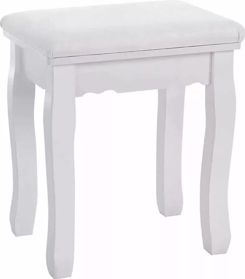 ZAZA Home Kaptafel kruk gestoffeerde kruk voetenbank make-up kruk pianokruk kruk voor kaptafel met rozenpatroon belastbaar tot 130kg wit - Foto 2