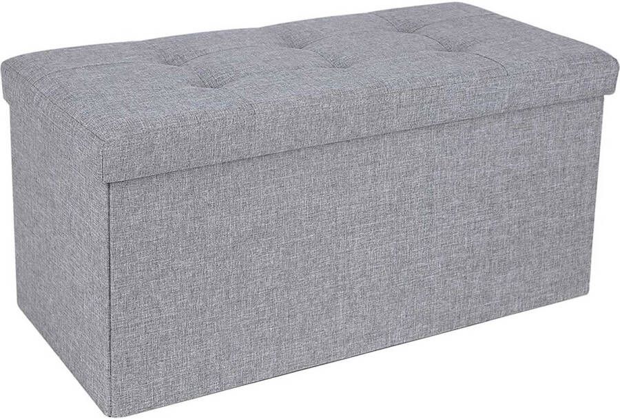 Songmics Lichtgrijze opbergpoef 76 x 38 x 38 cm Grijs