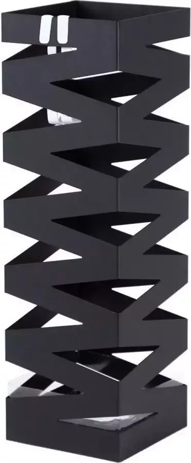 Songmics Metalen Design Paraplubak met Lekbak Paraplustandaard Paraplumand Wandelstok Houder Paraplu Bak Afm. 49 x 15.5 x 15.5 Cm Zwart - Foto 2