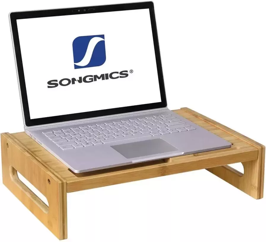 Songmics Nancy's Bamboe Laptoptafel Met Opbergruimte Notebook Standaard Bedtafel