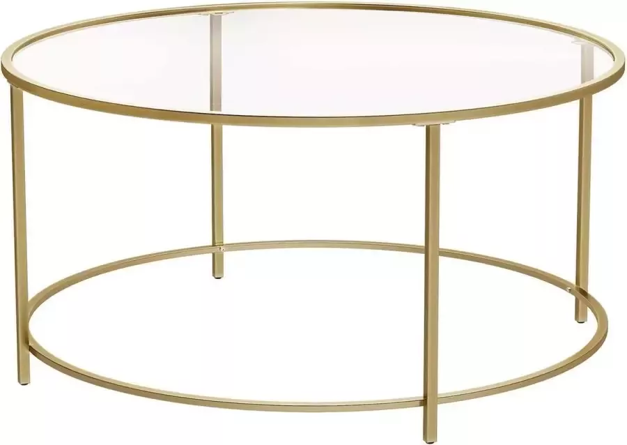 Songmics Ronde Glazen Salontafel 84 cm Goud