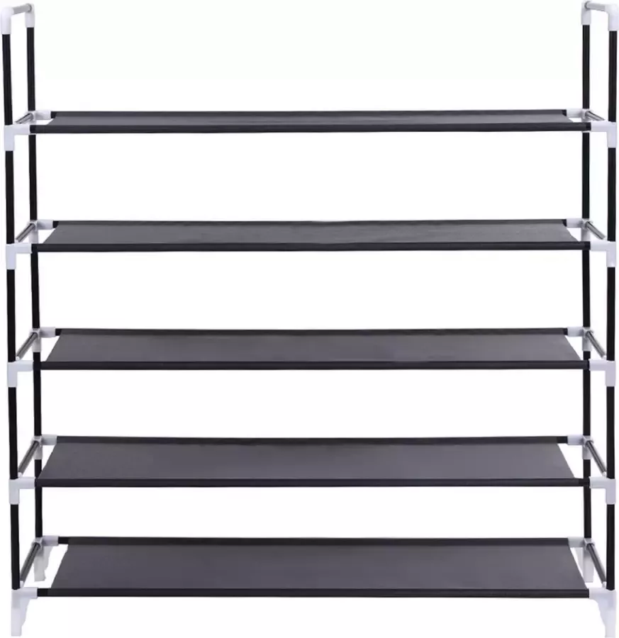 Songmics Schoenenrek 5 stoffen planken zwart