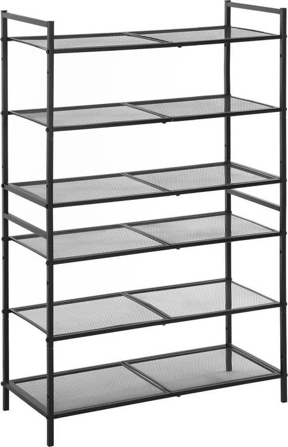 Songmics Schoenenrek met 3 planken stapelbaar Schoenenopslag voor 9-12 paar schoenen Schoenenstandaard van metaal Hal Woonkamer of Badkamer zwart LMR17BK - Foto 2