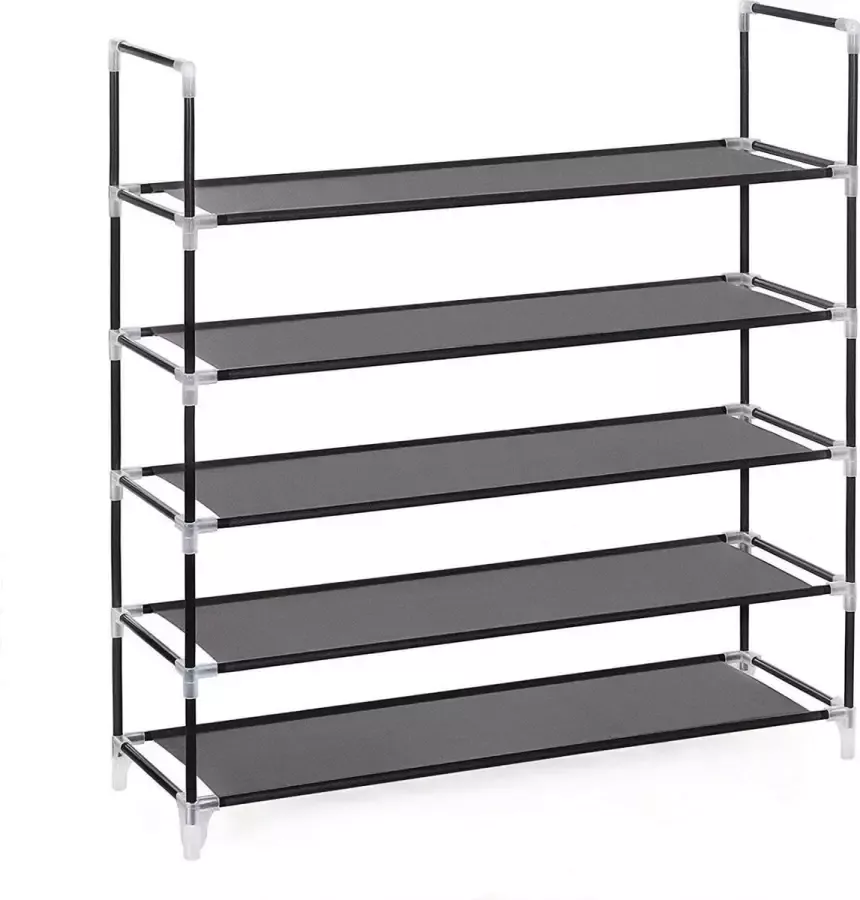 Songmics Schoenenrek met 5 lagen Metaal Stof Zwart