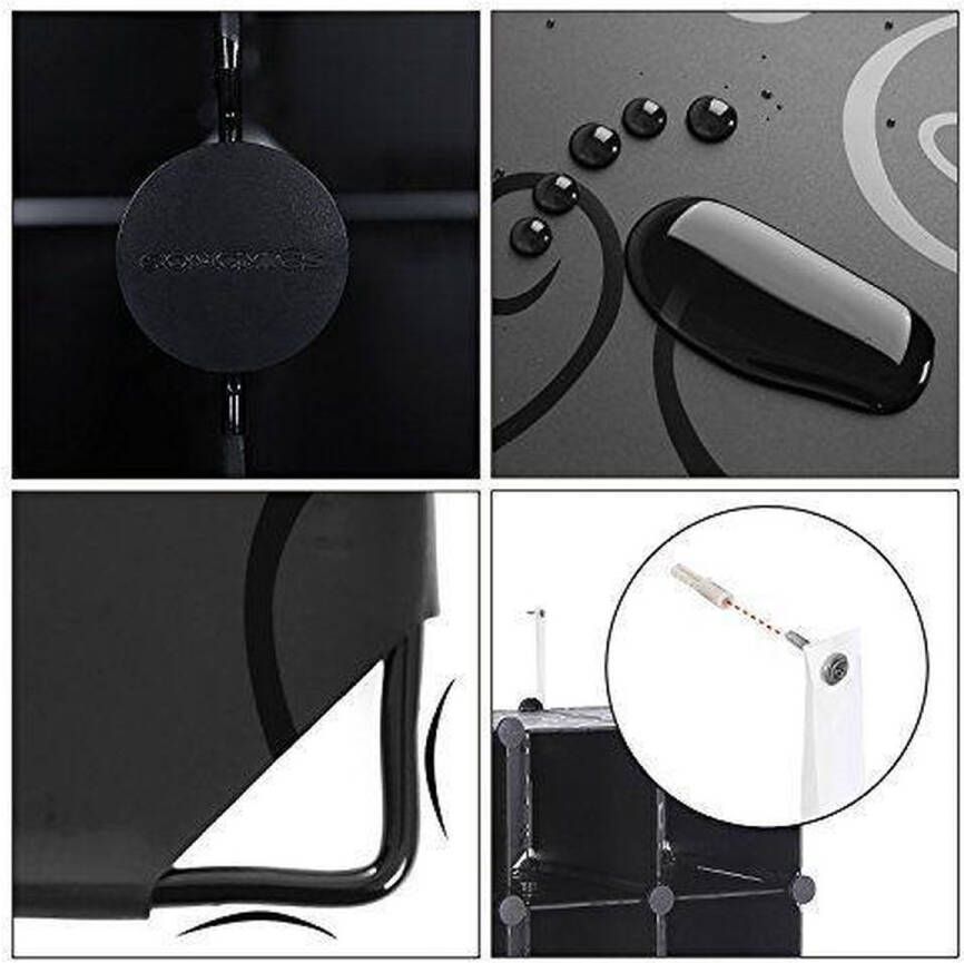 Songmics Schoenenrek Opslagkast 10 Vakken Staande Schoenenkast voor opslag van Schoenen Kleding Archiefkast Modulair op te bouwen Klikverbindingen Ruimtebesparend met deuren Afm. 48 x 36 x 173 cm ZWART